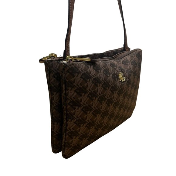 Polo Ralph Lauren Women’s Brown Faux Leather With RLL Monogram Crossbody Bag - Picture 7 of 13